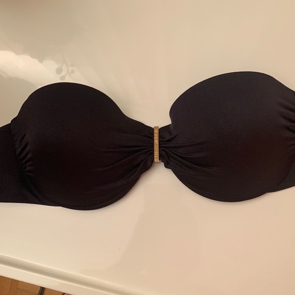 Victoria’s Secret Push-Up Bandeau Swim Top- BLACK 34 D - Picture 1 of 5